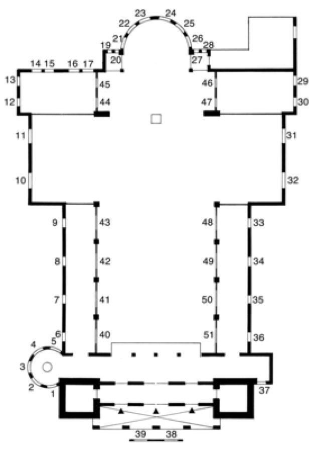 Kerkplattegrond glazen